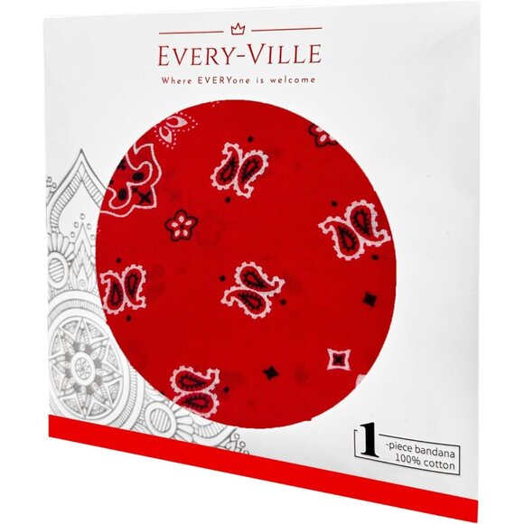 Women's Red Cotton Bandana - Large Cowgirl Imported Handkerchief Headband Scarf - Picture 6 of 7